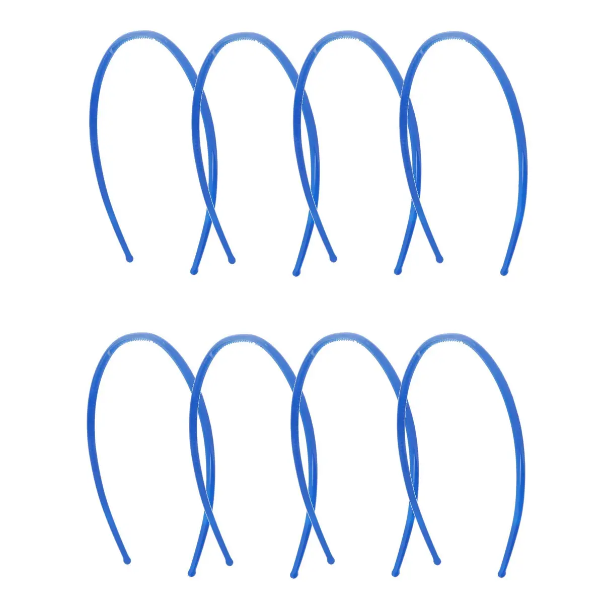 Motique Accessories Thin Plastic Headband with Teeth - Set of 8 Royal Blue | Elegant Hold for Styling - main product image