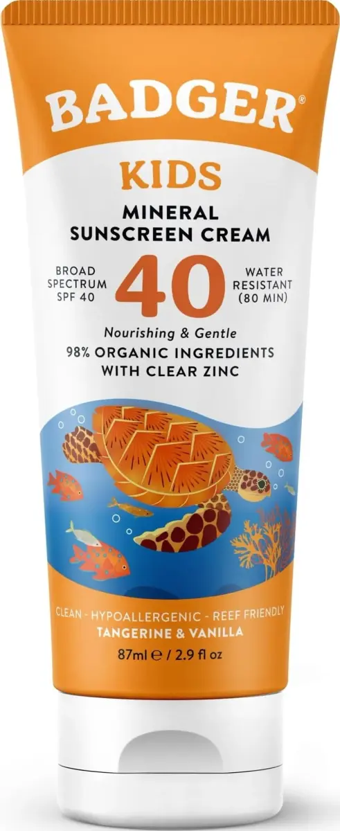 Badger Kids Mineral Sunscreen Cream SPF 40, 87ml (2.9 Fl Oz) | Broad Spectrum UVA/UVB Protection - main product image