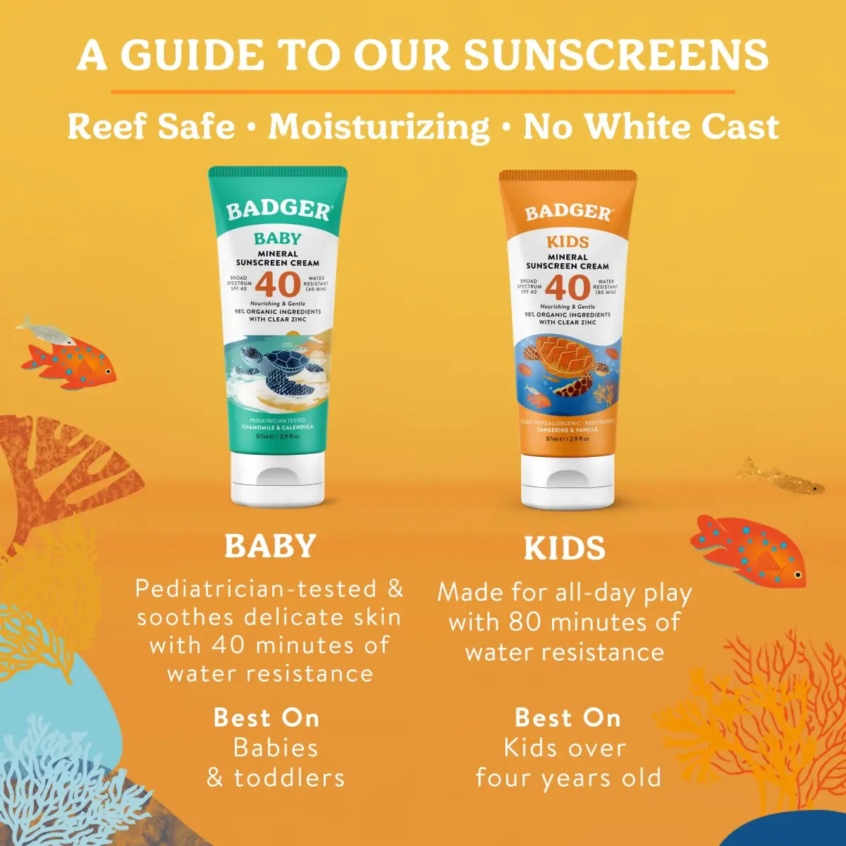 Badger Kids Mineral Sunscreen Cream SPF 40, 87ml (2.9 Fl Oz) | Broad Spectrum UVA/UVB Protection - view 8