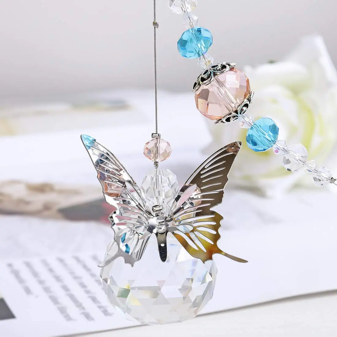 H&D HYALINE & DORA Handmade Crystal Butterfly Prism Suncatcher 30mm (9 in / 23 cm) | Rainbow Maker Hanging Decor - view 5