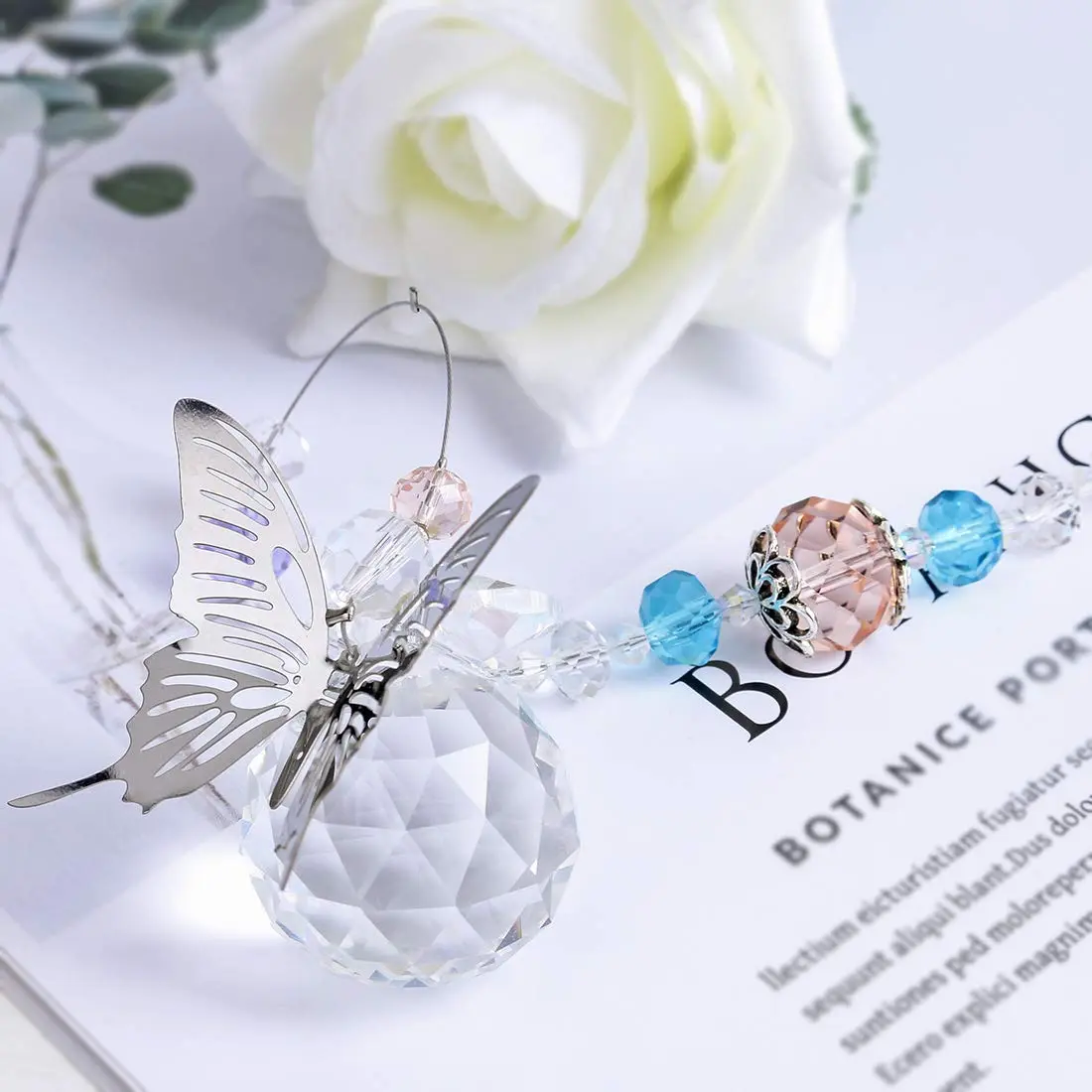 H&D HYALINE & DORA Handmade Crystal Butterfly Prism Suncatcher 30mm (9 in / 23 cm) | Rainbow Maker Hanging Decor - view 7