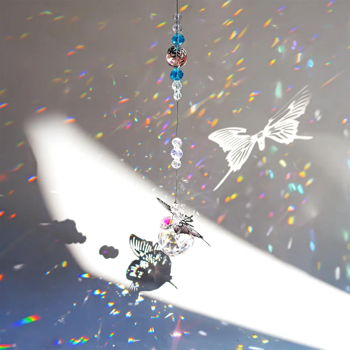 H&D HYALINE & DORA Handmade Crystal Butterfly Prism Suncatcher 30mm (9 in / 23 cm) | Rainbow Maker Hanging Decor - view 4