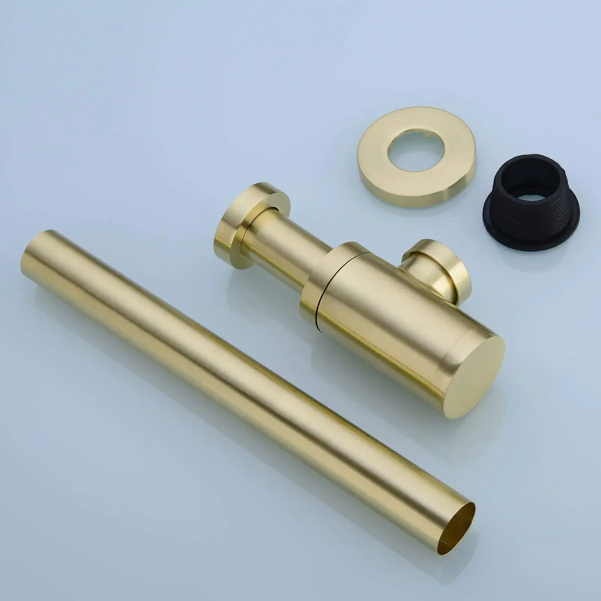 orhemus Brass Round Bottle P Trap, Adjustable Height, Brushed Gold Finish | Modern Bathroom Sink Drain - view 5