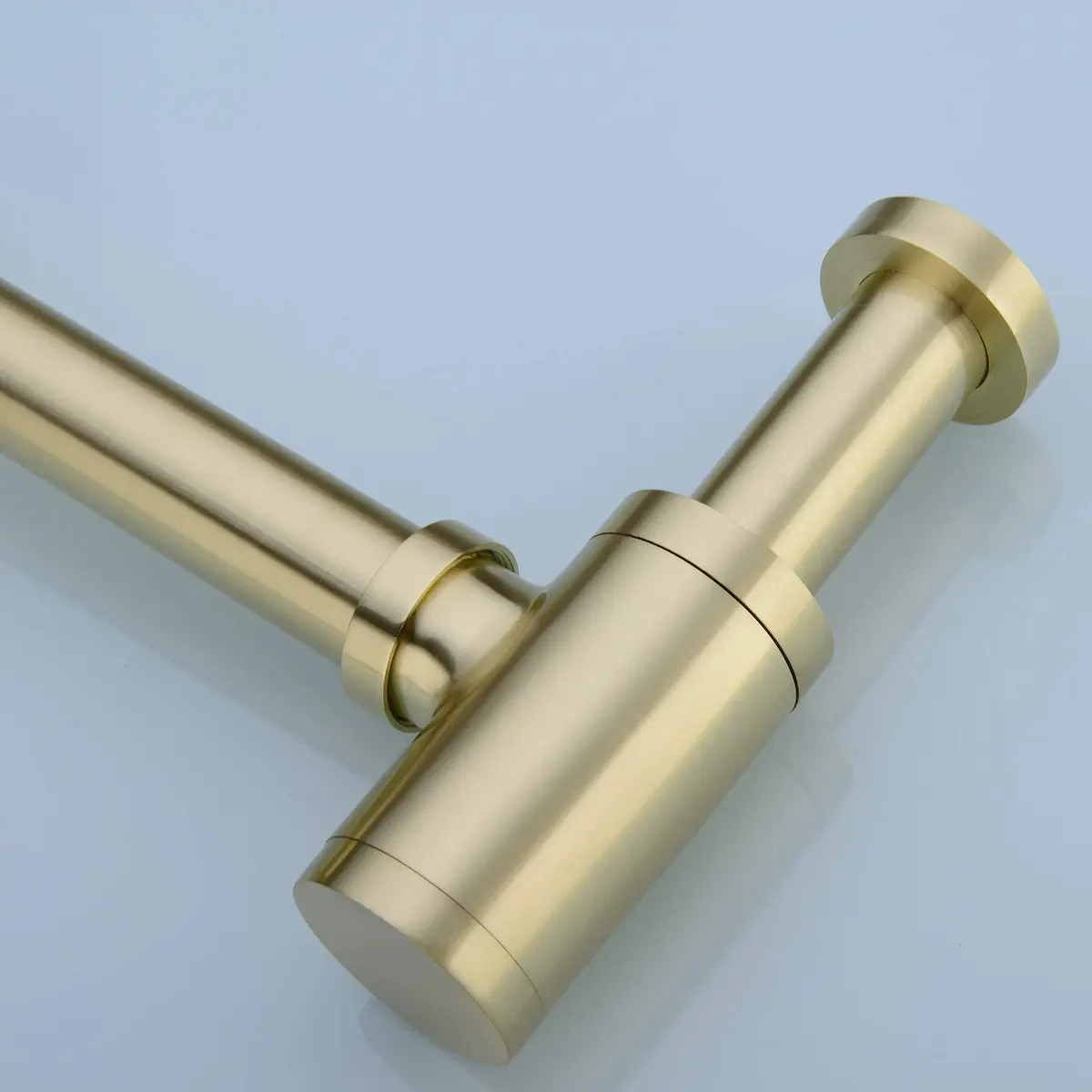 orhemus Brass Round Bottle P Trap, Adjustable Height, Brushed Gold Finish | Modern Bathroom Sink Drain - view 2