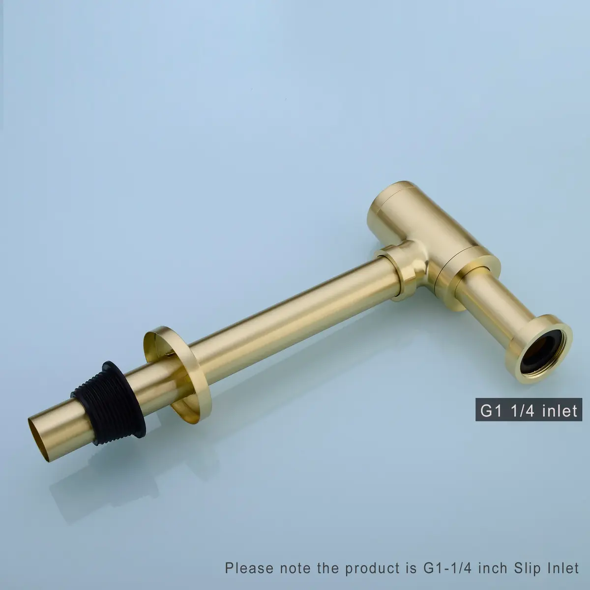 orhemus Brass Round Bottle P Trap, Adjustable Height, Brushed Gold Finish | Modern Bathroom Sink Drain - view 4