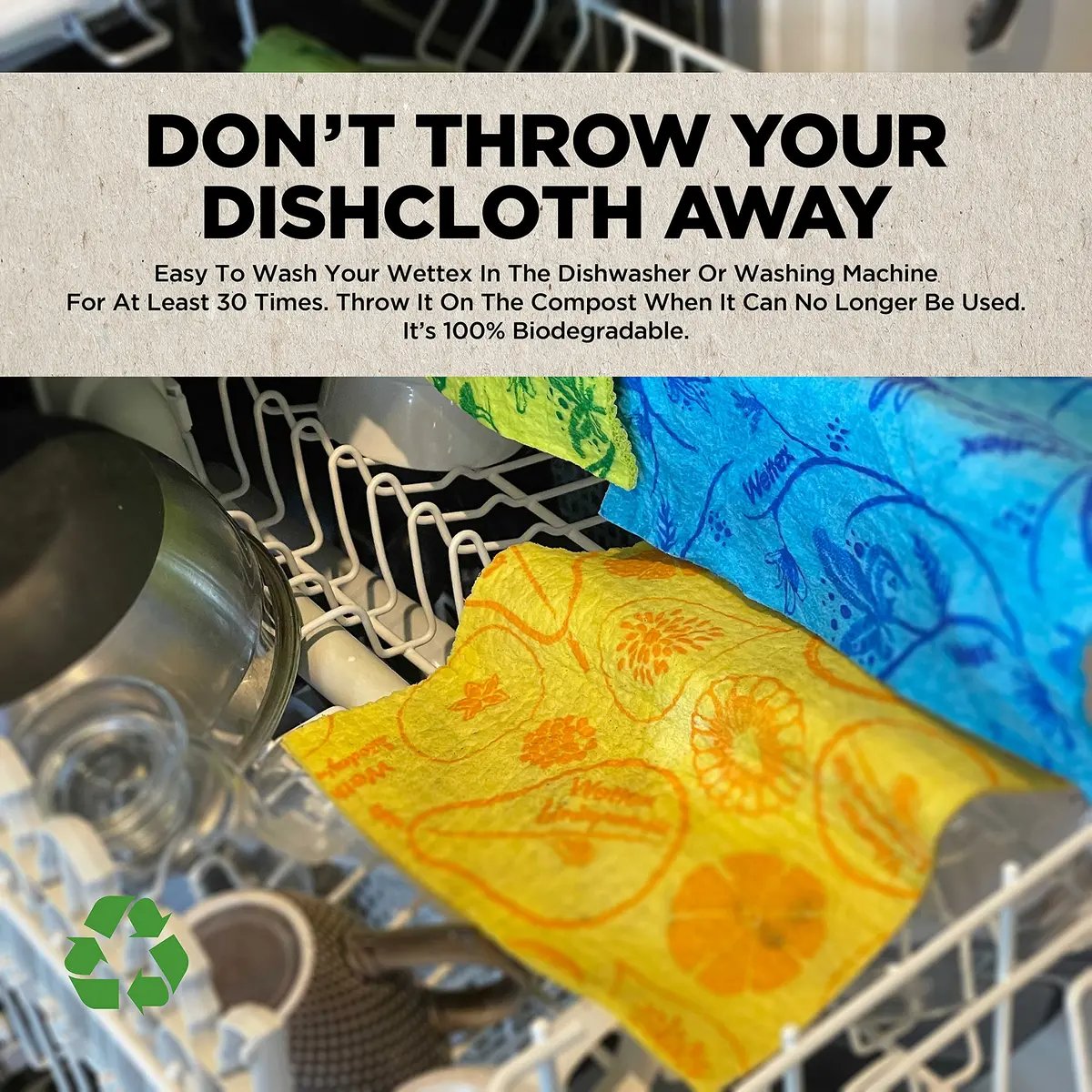 Wettex The Original Swedish Dishcloth for Kitchen 10 Pack | Reusable & Eco-Friendly (70% Cellulose, 30% Cotton) in India - view 7