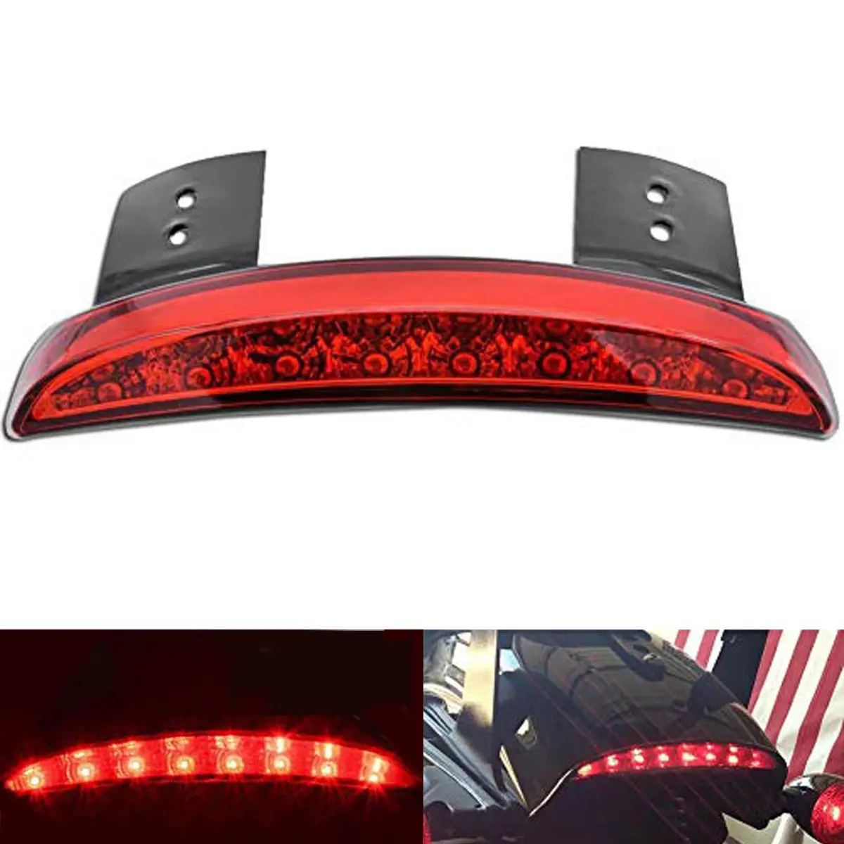 NATGIC Red Chopped Rear Fender Edge LED Brake Light Assembly for Harley XL 883N 1200N XL1200V XL1200X | 12V DC - main product image