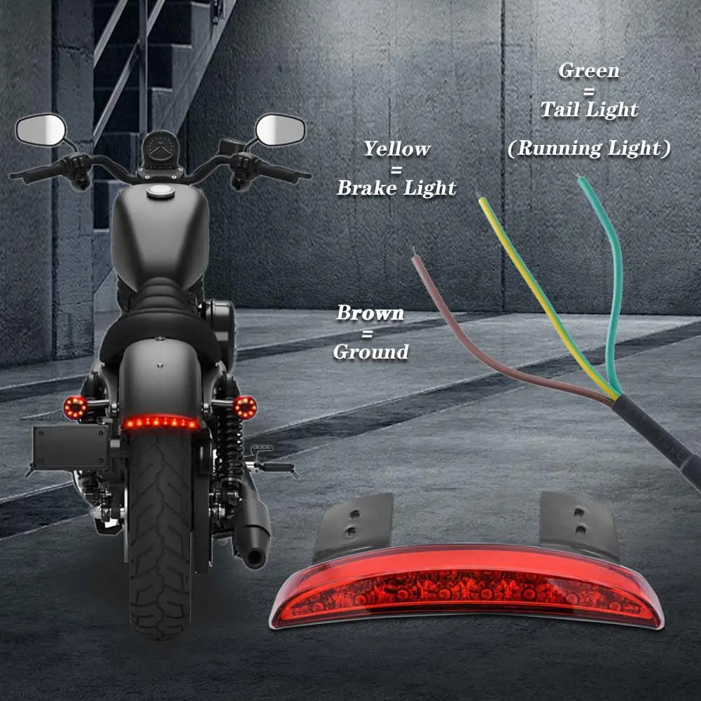 NATGIC Red Chopped Rear Fender Edge LED Brake Light Assembly for Harley XL 883N 1200N XL1200V XL1200X | 12V DC - view 5