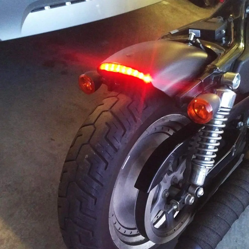 NATGIC Red Chopped Rear Fender Edge LED Brake Light Assembly for Harley XL 883N 1200N XL1200V XL1200X | 12V DC - view 2