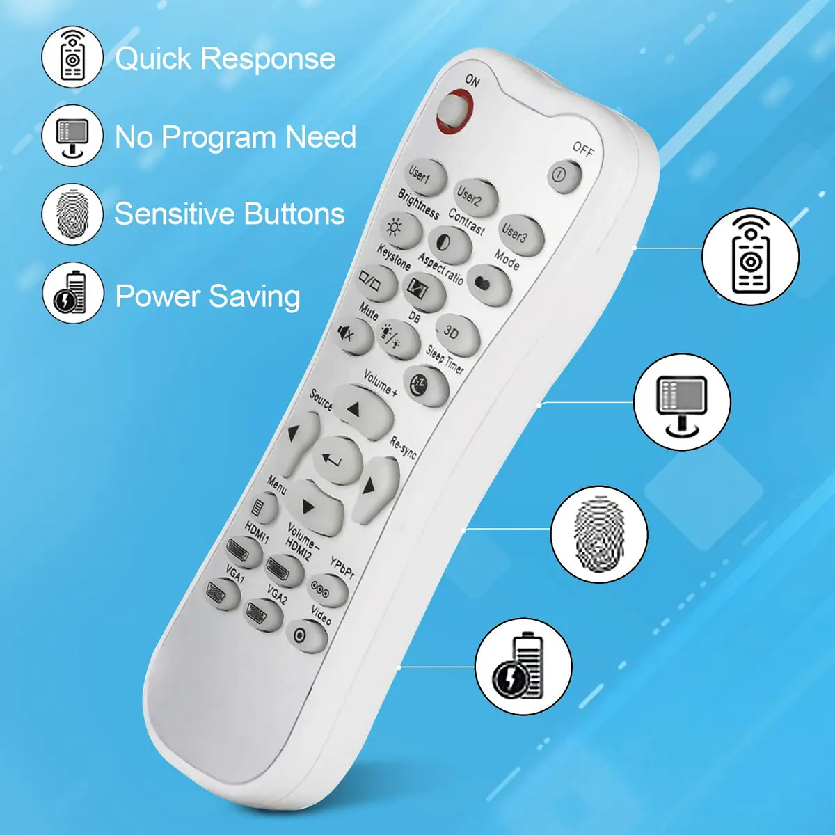 Optoma Replacement Remote Control for HD26 GT1080 GT141X DH1008 EH200ST | L-27-5KEY Controller - view 4