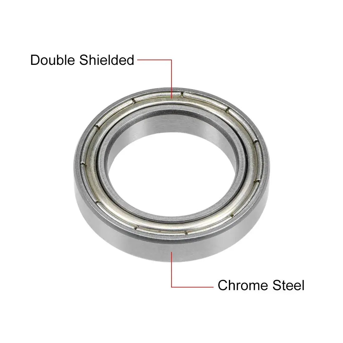 uxcell 6803ZZ Deep Groove Ball Bearing 17x26x5mm Double Shielded Chrome Steel Bearings (1-Pack) - view 2