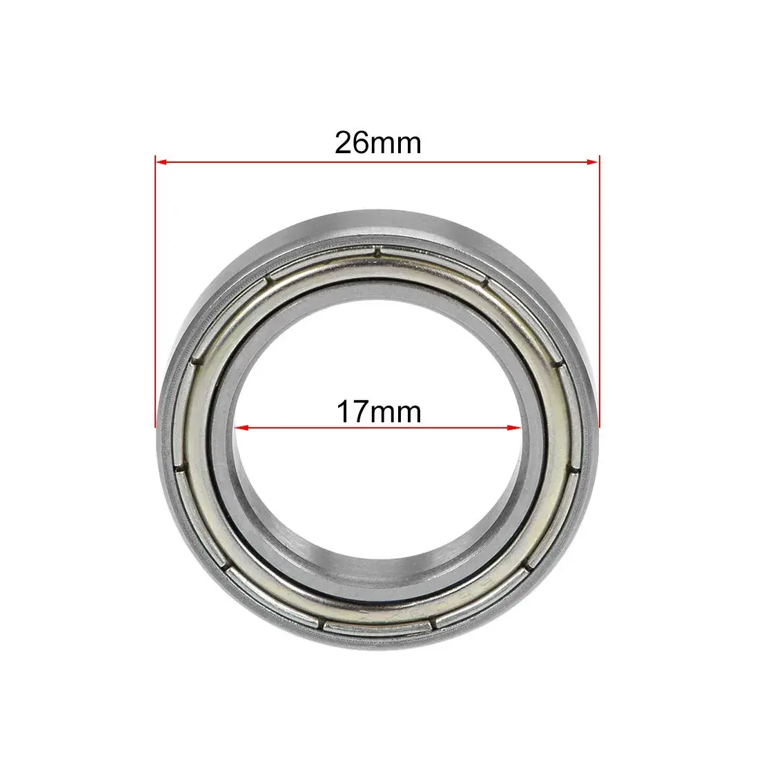 uxcell 6803ZZ Deep Groove Ball Bearing 17x26x5mm Double Shielded Chrome Steel Bearings (1-Pack) - view 4