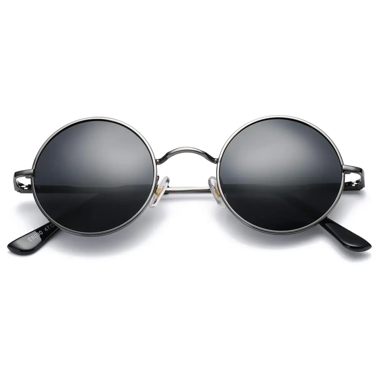 Pro Acme C5 Gunmetal Frame Black Lens Small Round Polarized Sunglasses UV400 - main product image