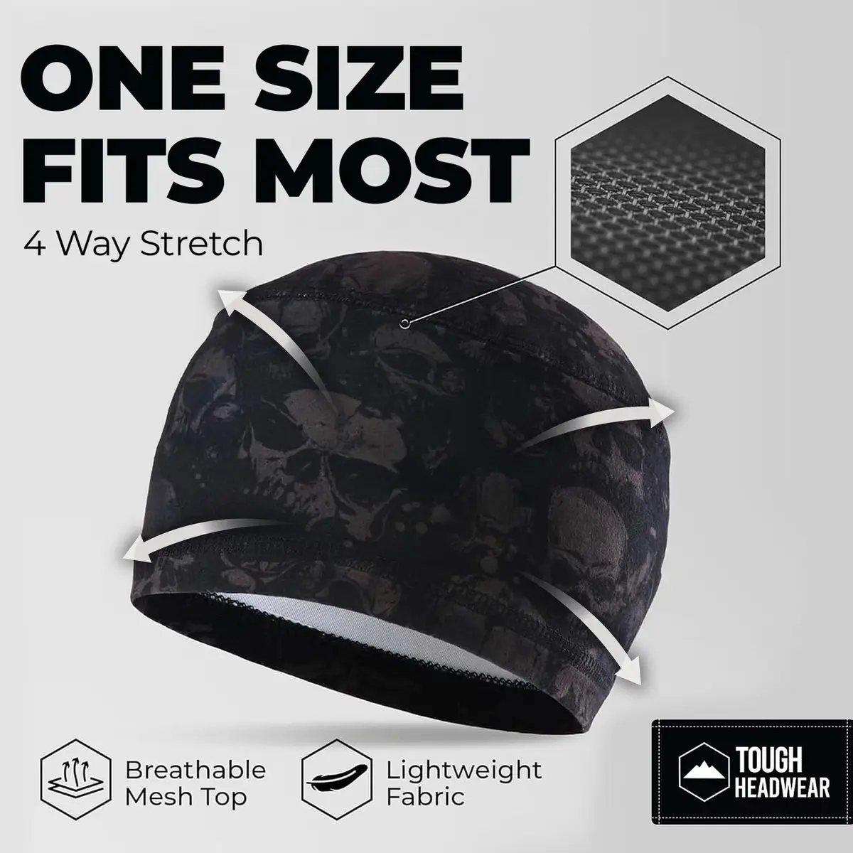 Tough Headwear Skull Cap with Skulls Pattern | Fits 55.9-61.6 cm (22-24.25 in) - view 5