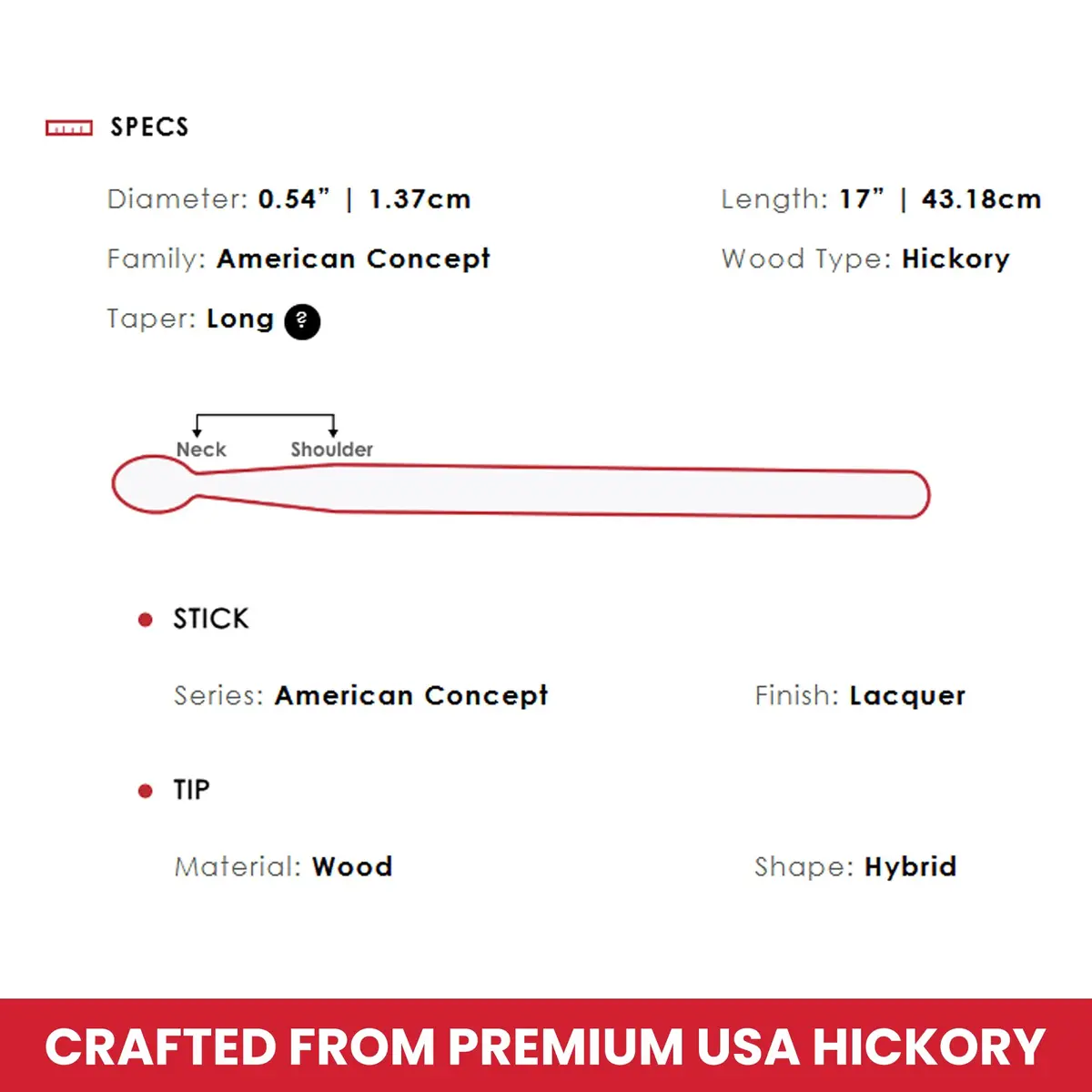 Vic Firth FS7A American Concept Freestyle 7A Drumsticks | 43.18cm (17") Hickory Wood - view 6