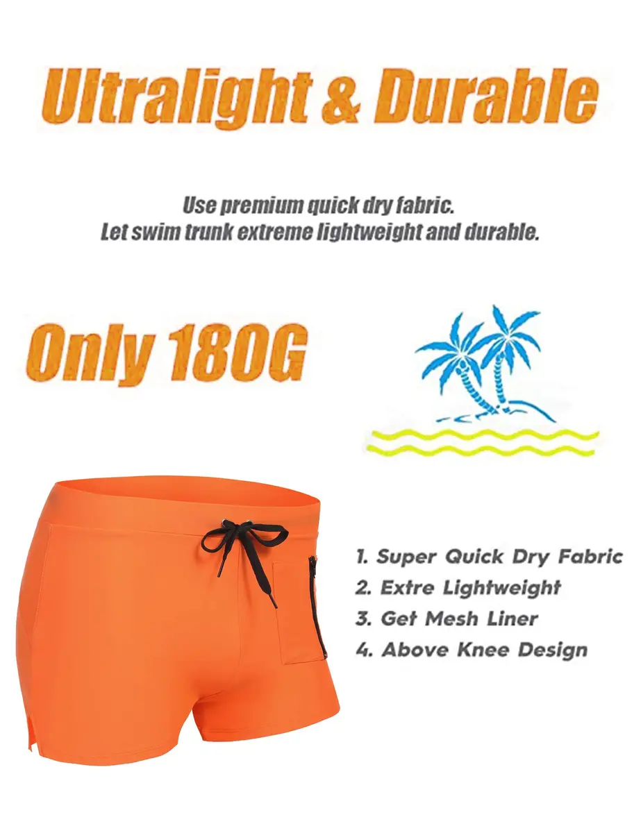 COOFANDY Mens Swim Trunks Bathing Suit Swim Brief Square Leg Board Short | Quick Dry, Zipper Pockets, Adjustable Drawstring, Water Sport Ready - view 5