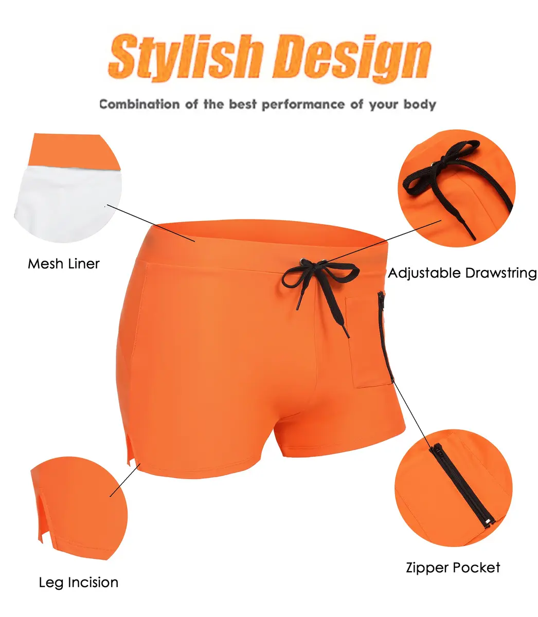 COOFANDY Mens Swim Trunks Bathing Suit Swim Brief Square Leg Board Short | Quick Dry, Zipper Pockets, Adjustable Drawstring, Water Sport Ready - view 4