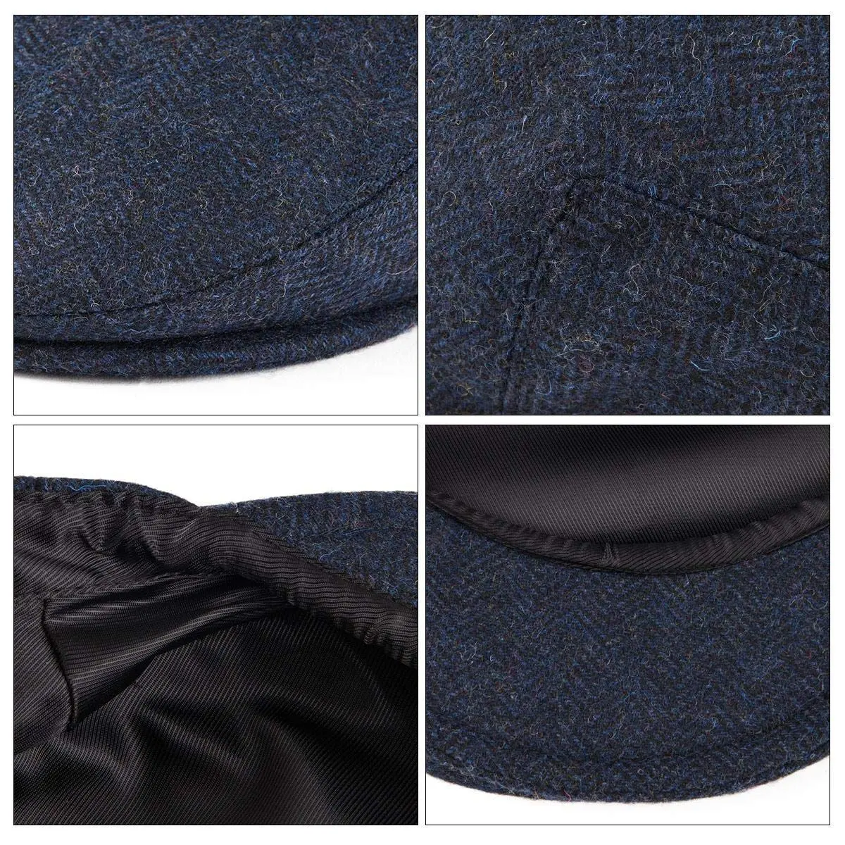 VOBOOM Men Wool Blend Flat Ivy Gatsby Hat Newsboy Cap (Navy, 7 3/8) | Classic Wool Blend Newsboy Cap for Men - view 6