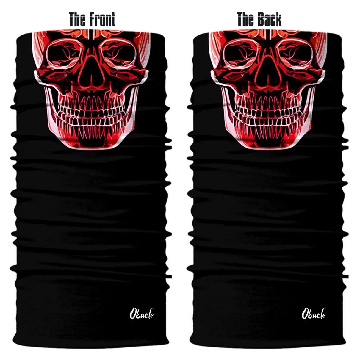 Obacle Red Line Skull Face Mask - Seamless 3D Tube Bandana for Dust & UV Protection - view 3