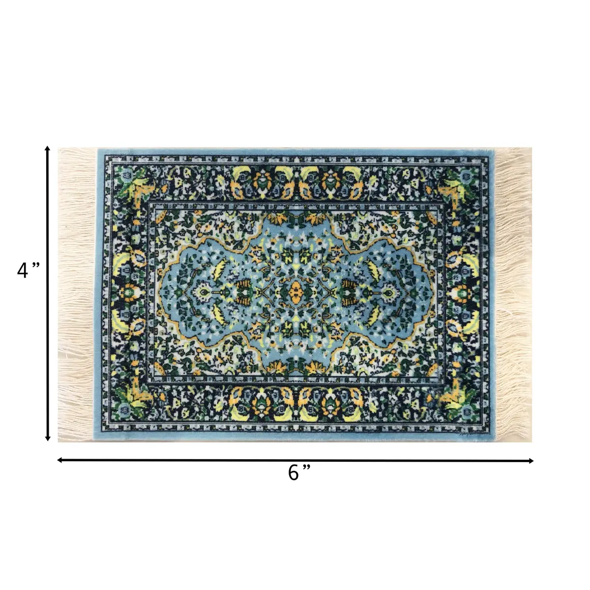 Inusitus Turkish Carpet Coasters Set of 4 | 15.2cm x 10.2cm (6"x4") Mini Drink Mats with Fringe - view 3