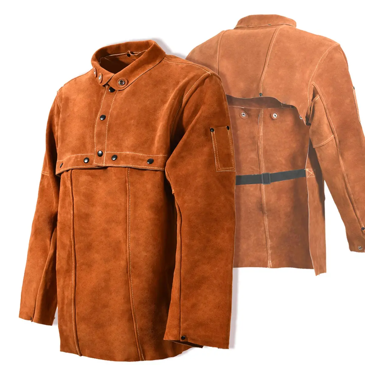 LeaSeek Leather Welding Jacket - Heat Flame Resistant Cape Sleeve Bib Apron - main product image