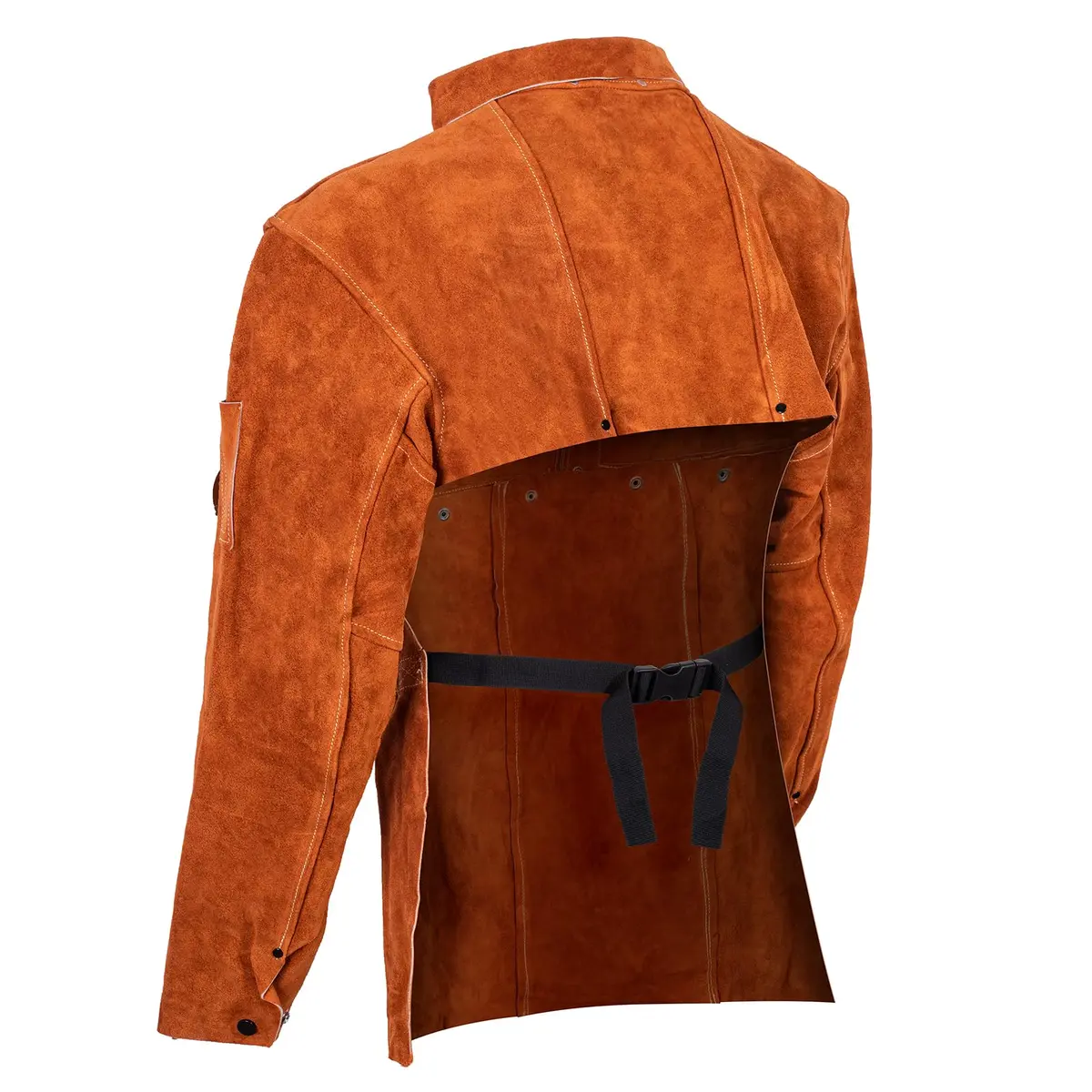 LeaSeek Leather Welding Jacket - Heat Flame Resistant Cape Sleeve Bib Apron - view 4