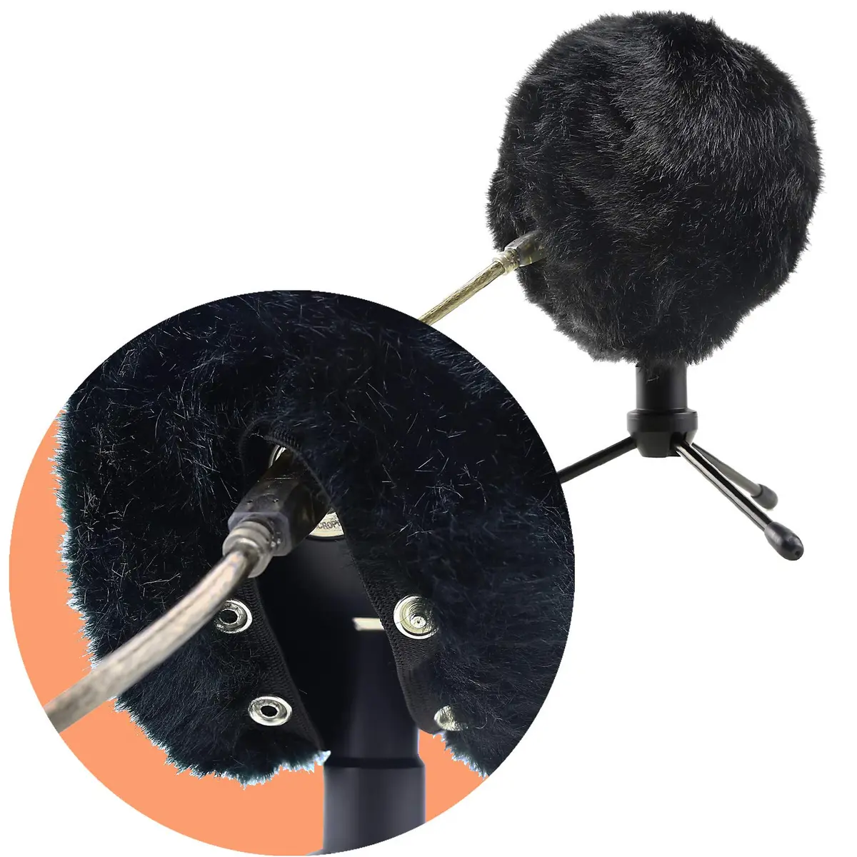 SUNMON Blue Snowball Furry Windscreen Cover Muff - Professional Snowball ICE Mic Foam Wind Cover Windshield Pop Filter for Recordings, Broadcasting, Singing (Black) | Wind Noise Reduction - view 2