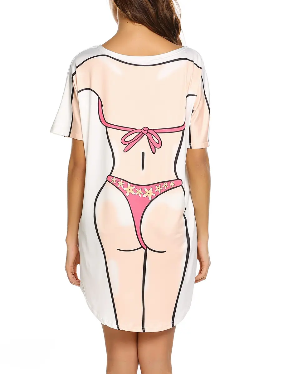 Ekouaer Women Hot Pink Bikini Cover up T-Shirt Above Knee | Soft Breathable Summer Style - view 3