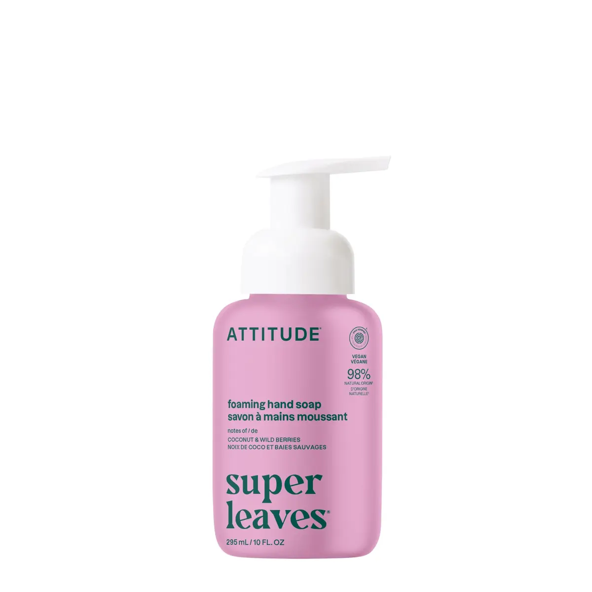 ATTITUDE Foaming Hand Soap Coconut & Wild Berries 295ml (10 Fl Oz) | EWG Verified Natural Origin - main product image