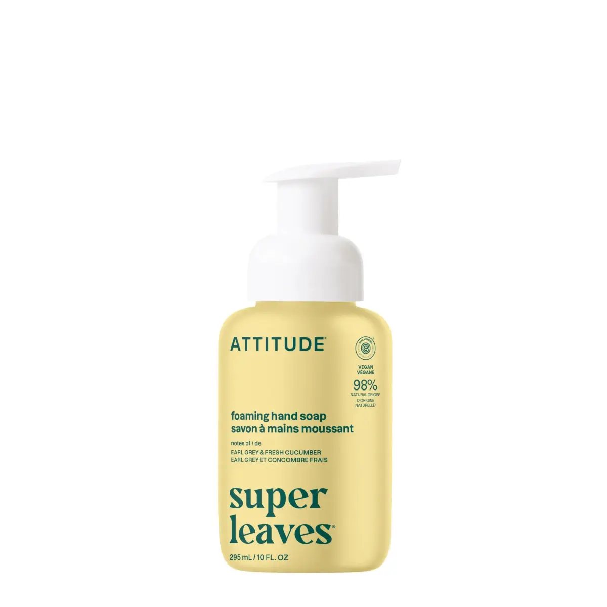 ATTITUDE Foaming Hand Soap Earl Grey & Fresh Cucumber 295ml (10 Fl Oz) | EWG Verified Gentle Cleanser - main product image