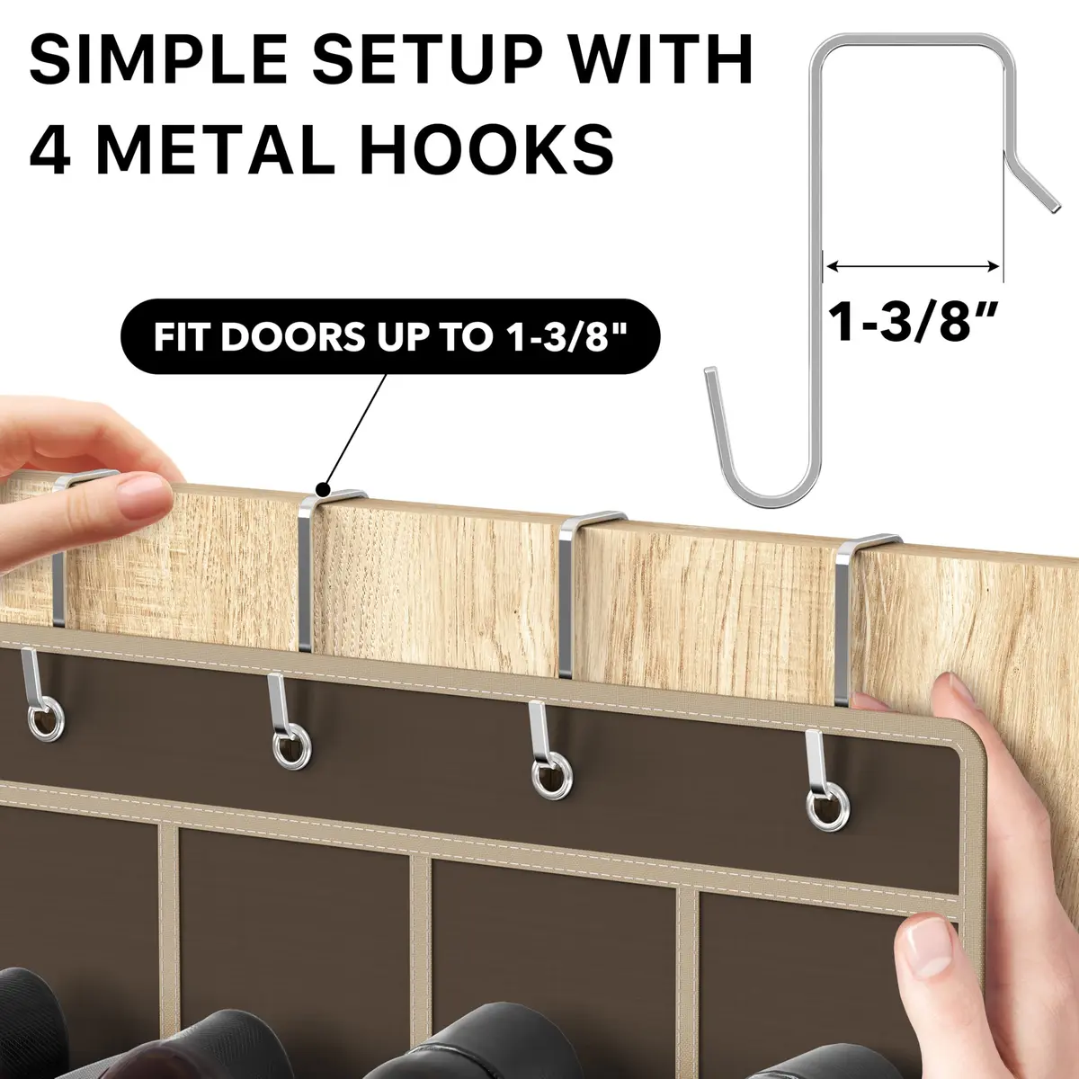 Simple Houseware 24 Pockets Clear Over the Door Shoe Organizer, Brown | 24 Large Clear Pockets for Shoes & Storage - view 4