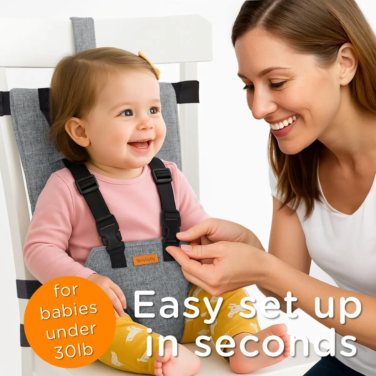 liuliuby Compact Travel High Chair for Baby | Portable Highchair Seat with 5-Point Harness, 27.2 cm (10.7 in) Height - view 4