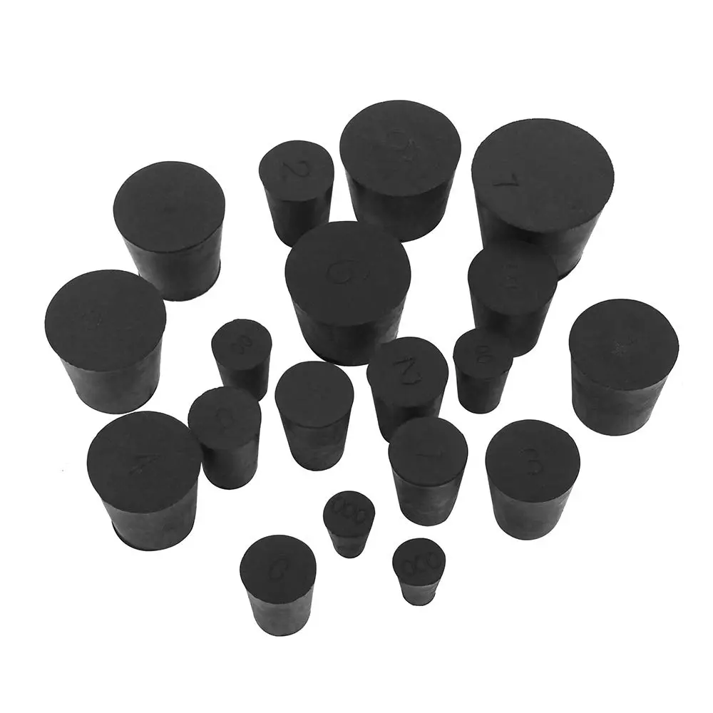 Enjoyist 19-Pack Assorted Solid Rubber Stoppers #000-#7 | Lab & Scientific Use - view 3