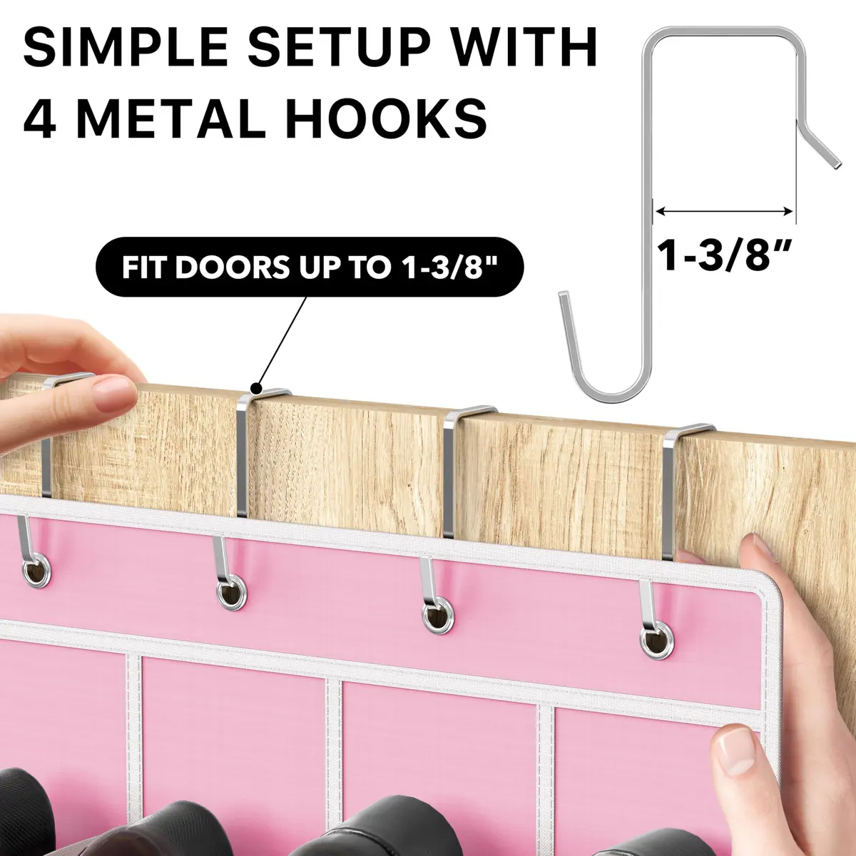Simple Houseware 24 Pockets Clear Over the Door Shoe Organizer, Pink | Large Capacity, Versatile Storage - view 4