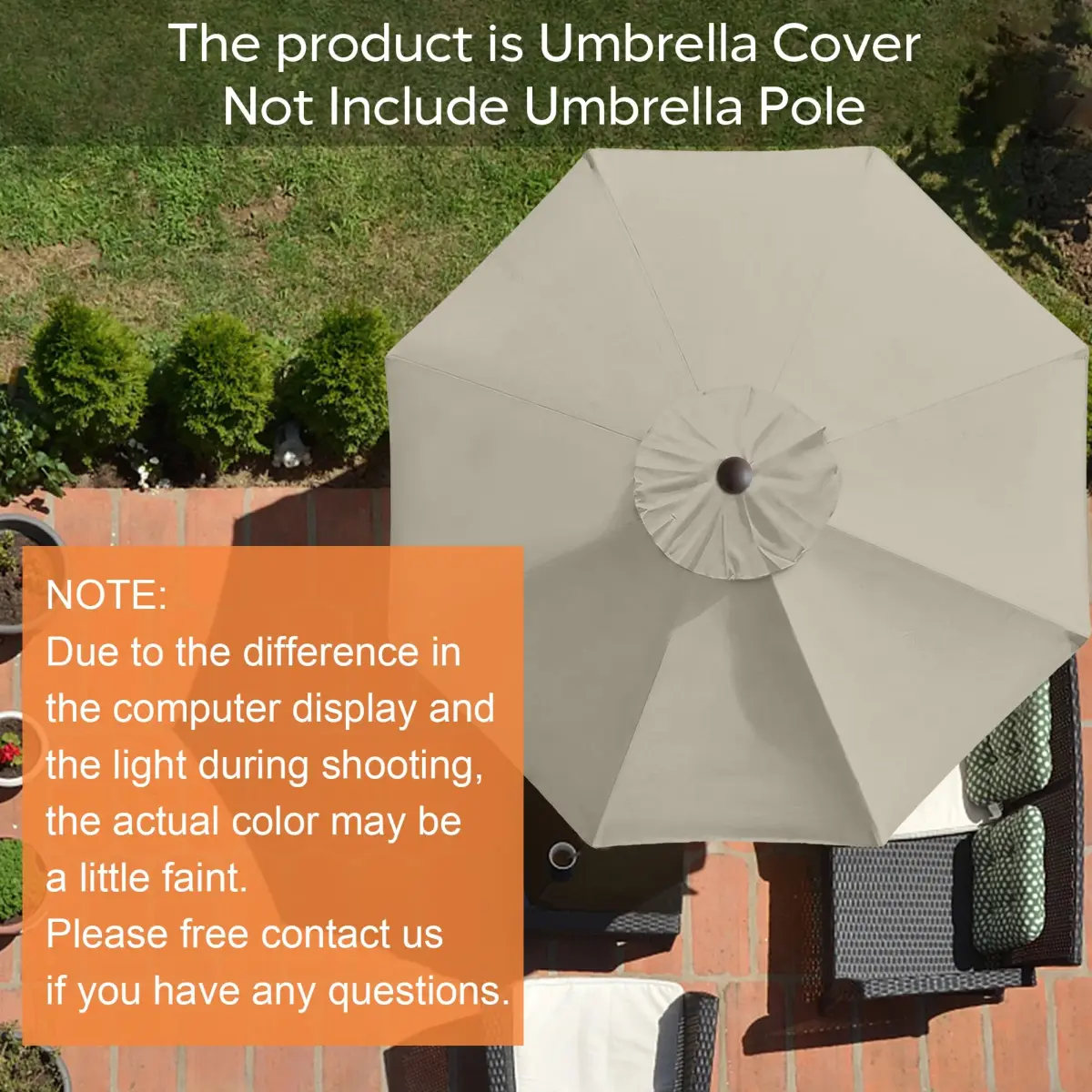EliteShade 9ft Patio Umbrella Replacement Canopy Cover Beige | 2.74m (9ft) UV Protective Polyester for 8 Rib Frames - view 2