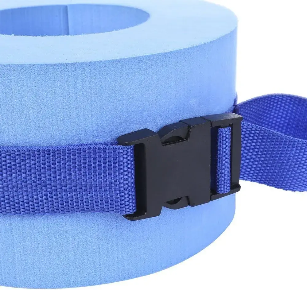 Asdomo Foam Swim Aquatic Cuffs, Water Aerobics Float Ring Fitness Exercise Set, Ankles Arms Belts with Quick Release Buckle (Set of 2, Blue) - view 7
