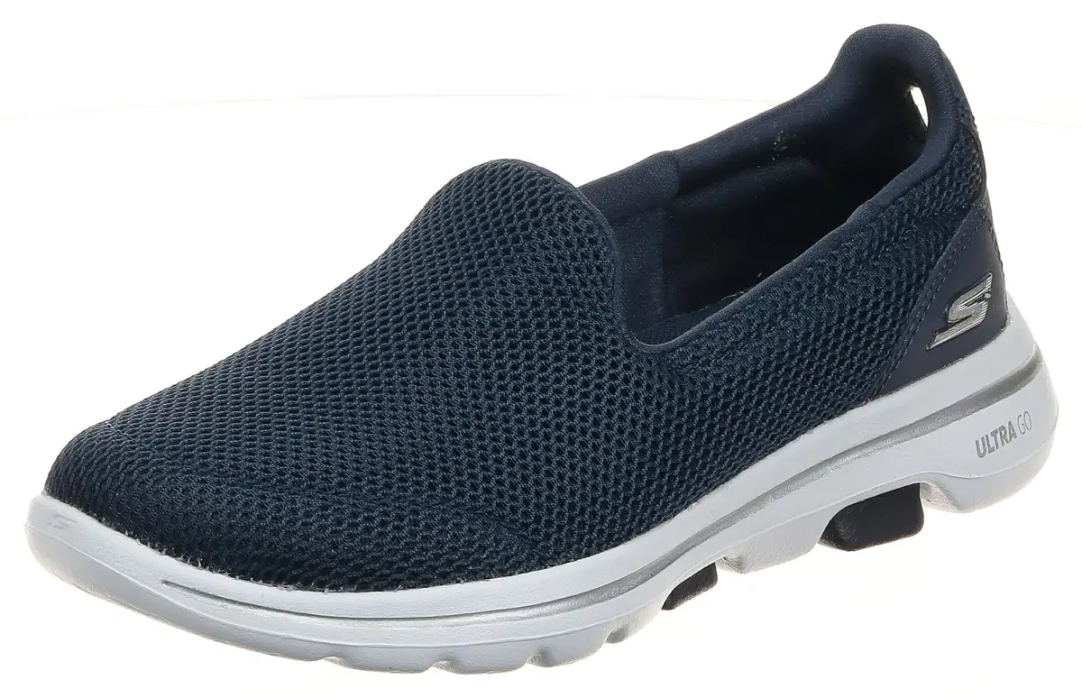 Skechers Women's Go Walk 5 Sneaker, Navy/White, 10 | Breathable Mesh & Ultra GO Cushioning - main product image