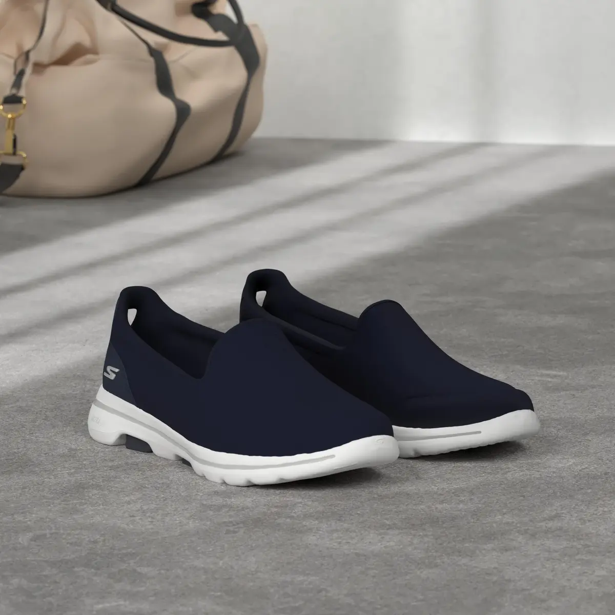 Skechers Women's Go Walk 5 Sneaker, Navy/White, 10 | Breathable Mesh & Ultra GO Cushioning - view 2