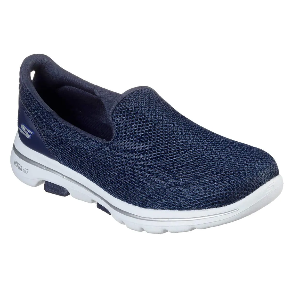 Skechers Women's Go Walk 5 Sneaker, Navy/White, 10 | Breathable Mesh & Ultra GO Cushioning - view 3