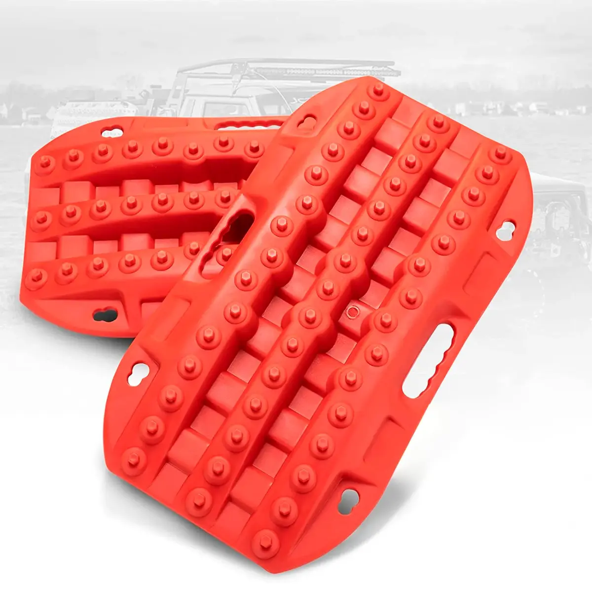 BUNKER INDUST Red 2 Pcs Off Road Recovery Traction Boards 69.6 cm (27.4 in) | Essential for Mud, Sand, Snow Recovery - main product image