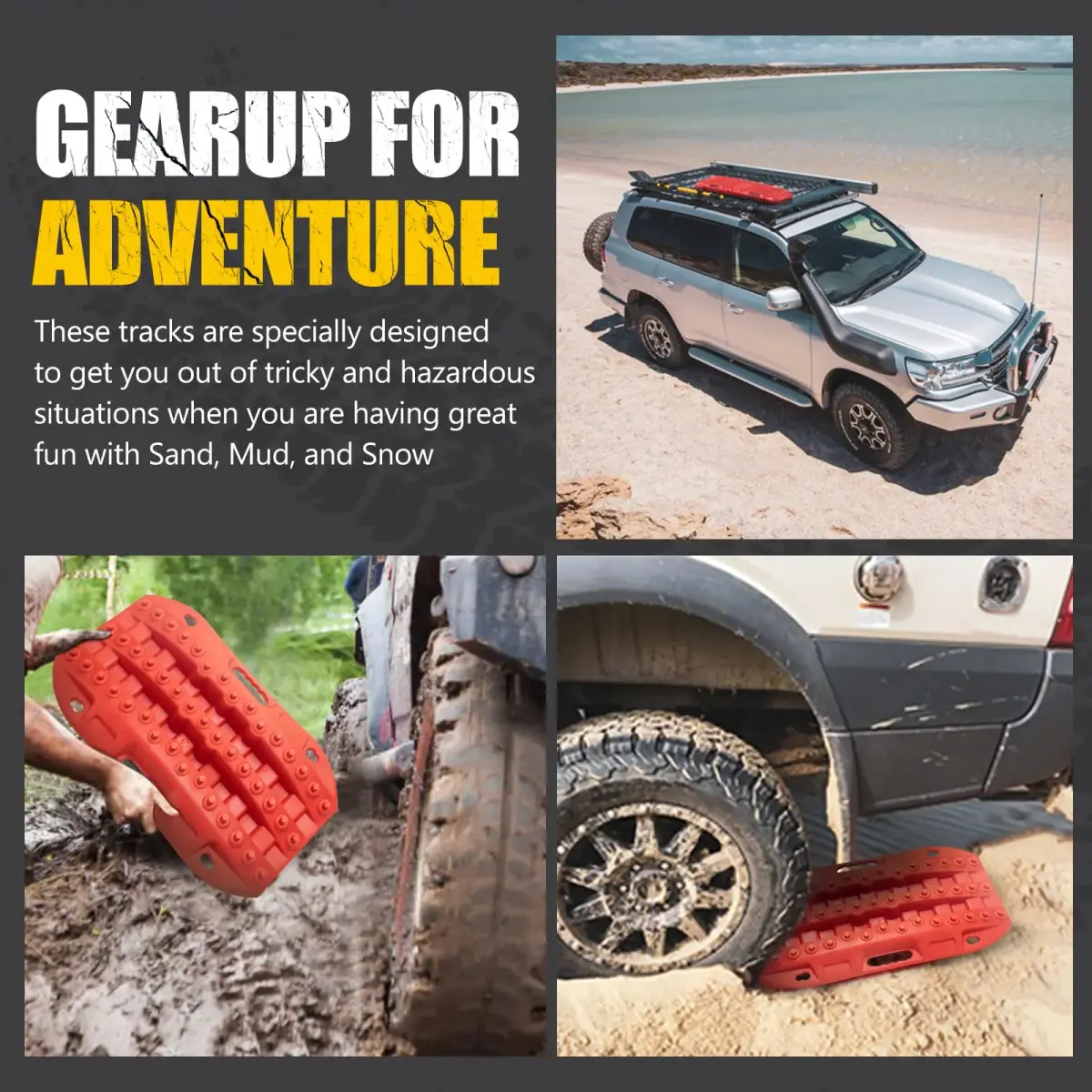 BUNKER INDUST Red 2 Pcs Off Road Recovery Traction Boards 69.6 cm (27.4 in) | Essential for Mud, Sand, Snow Recovery - view 7