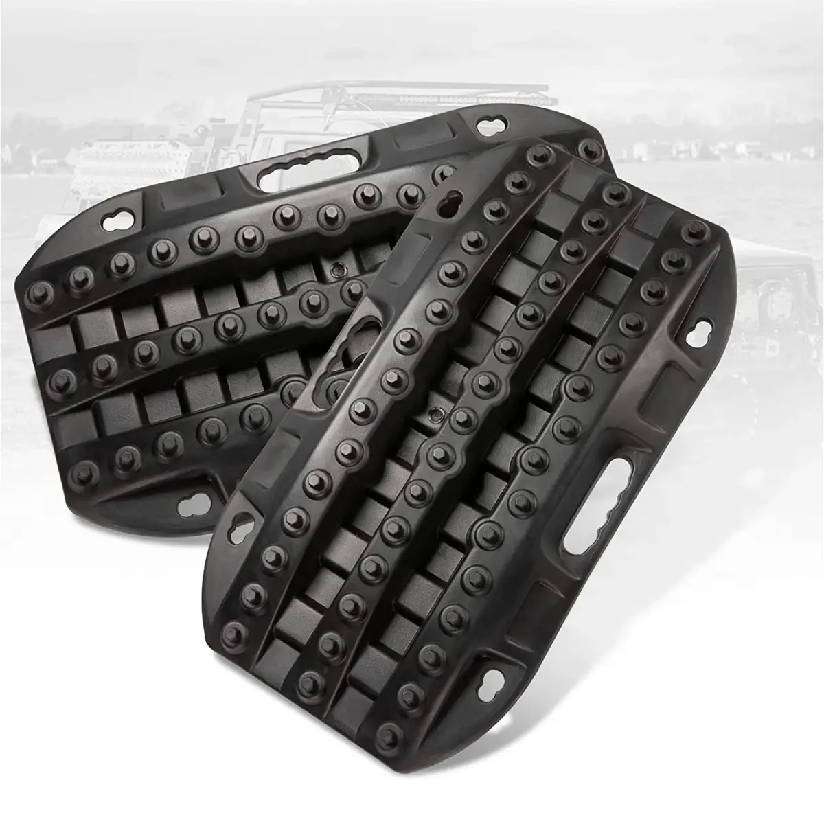 BUNKER INDUST Black 2 Pcs Off Road Traction Boards | 22.8in x 12.95in (58.4cm x 32.9cm) - main product image