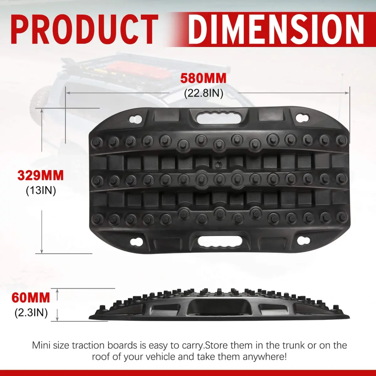 BUNKER INDUST Black 2 Pcs Off Road Traction Boards | 22.8in x 12.95in (58.4cm x 32.9cm) - view 2
