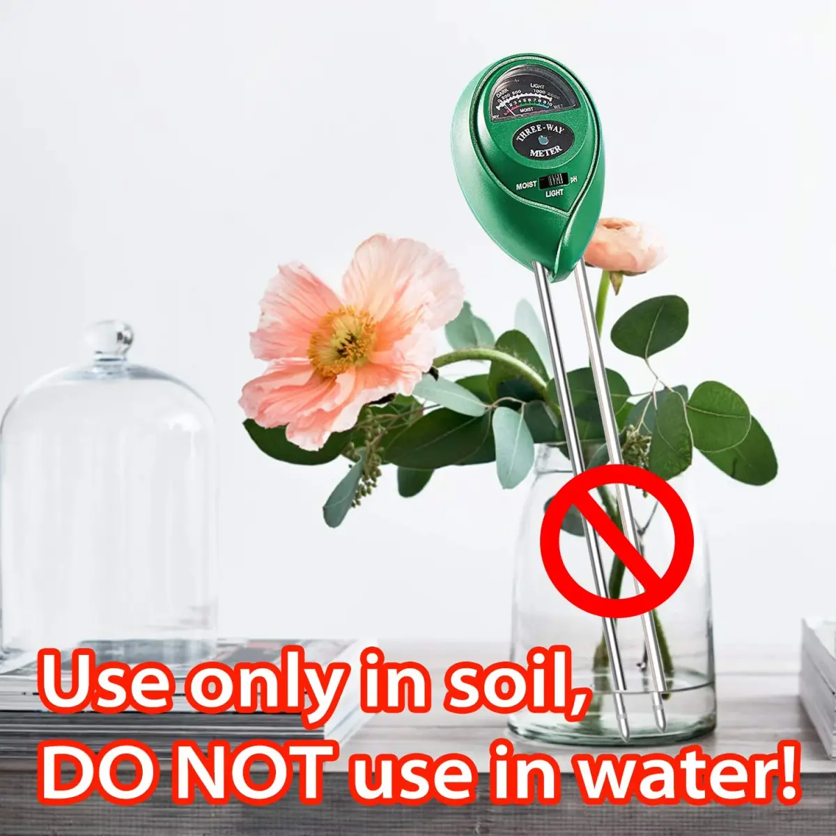 Dr.meter 3-in-1 Soil Moisture Meter, Light & pH Tester | 20cm Probe, No Battery Needed - view 6