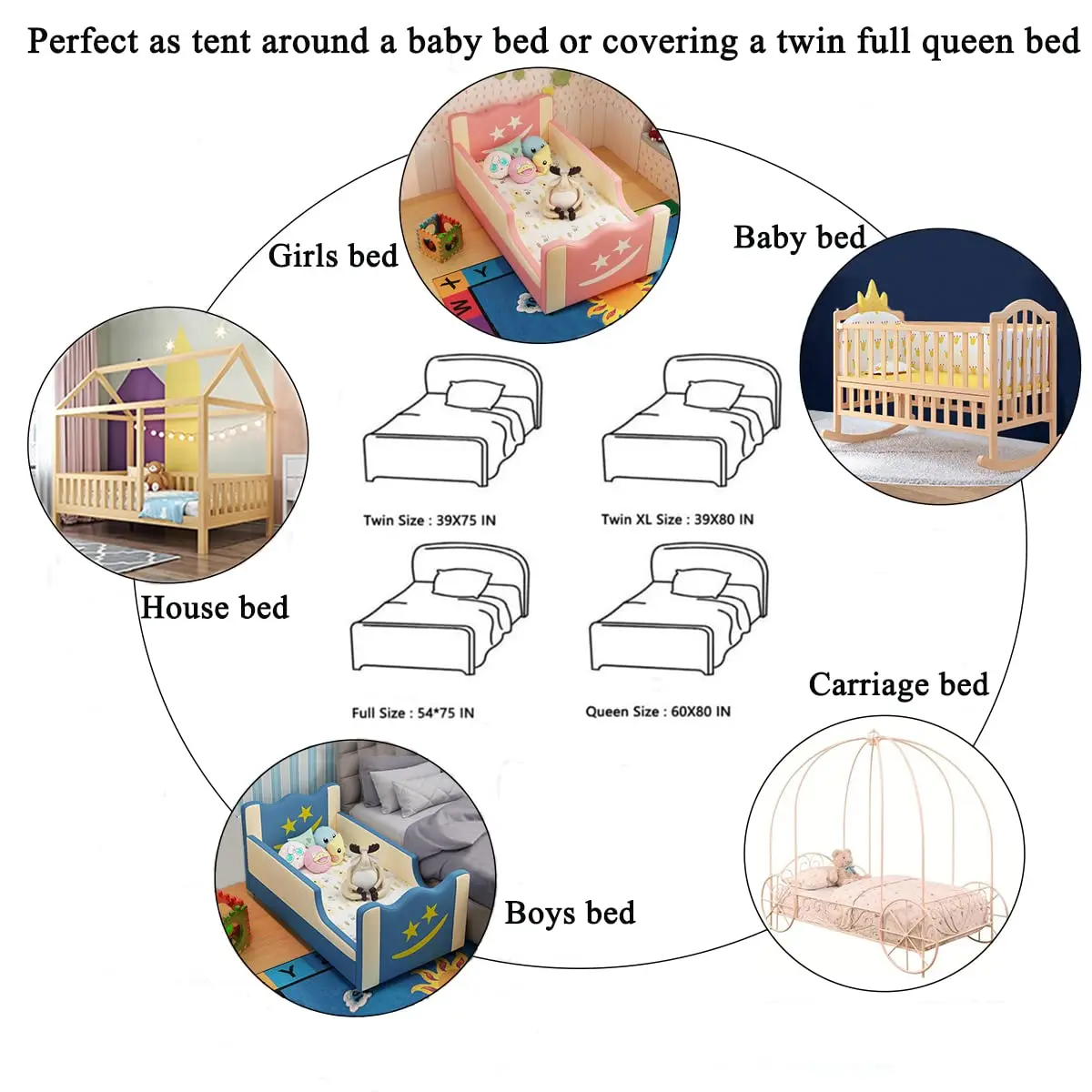 Nattey Bed Canopy with Lights | Princess Style, Suitable for Twin to King Size Beds in India - view 8