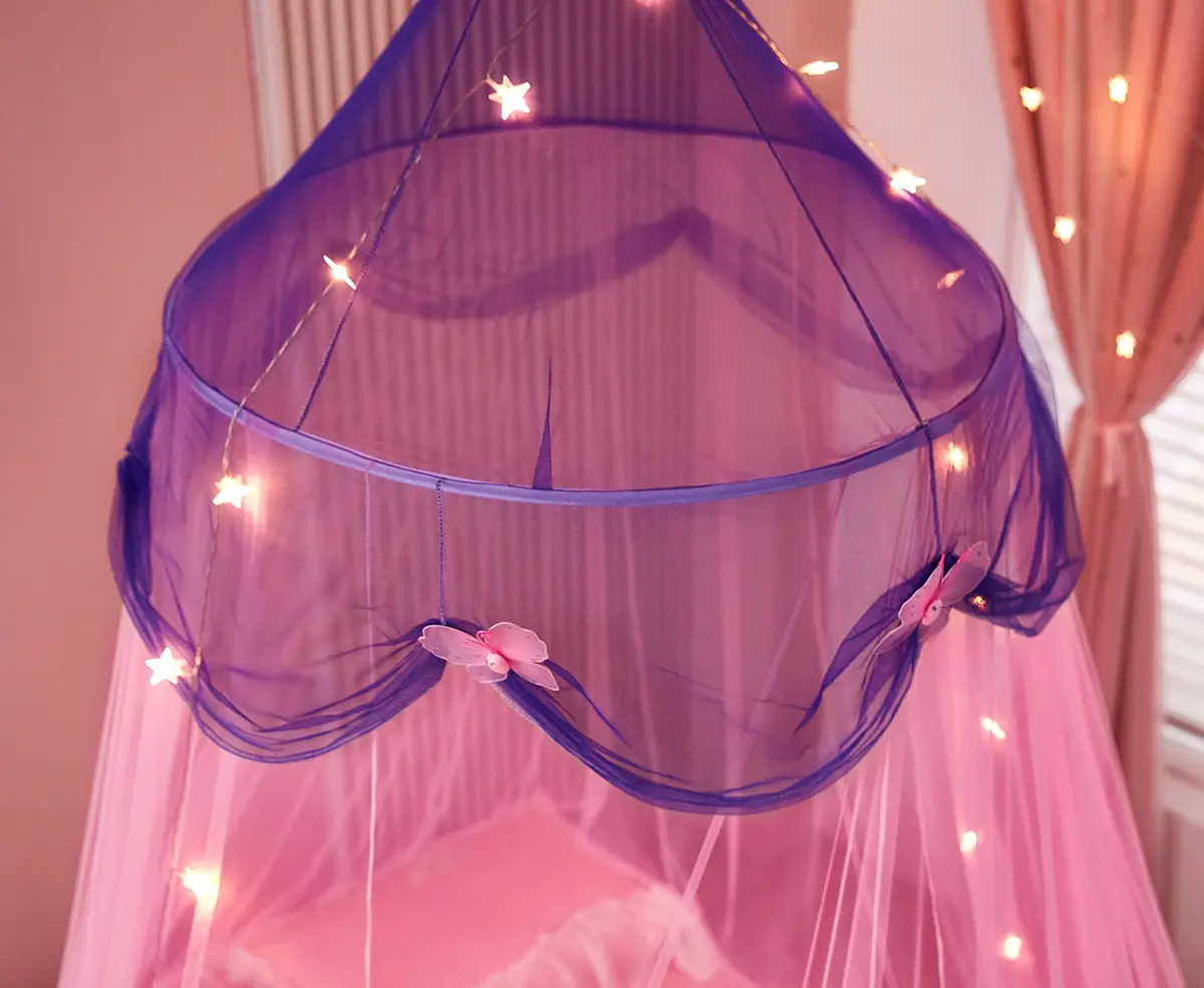 Nattey Bed Canopy with Lights | Princess Style, Suitable for Twin to King Size Beds in India - view 4
