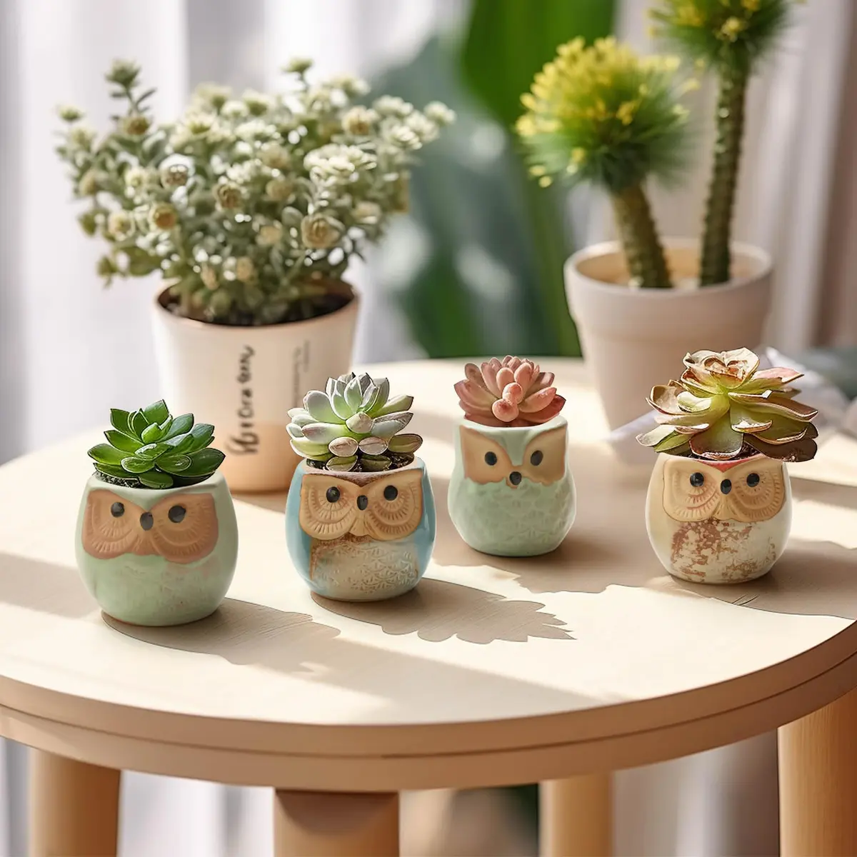 T4U Owl Succulent Pots, Mini Ceramic Planter, 12-Pack | Whimsical Owl Face Decor for Indoor Plants - view 5