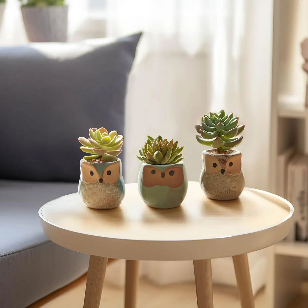 T4U Owl Succulent Pots, Mini Ceramic Planter, 12-Pack | Whimsical Owl Face Decor for Indoor Plants - view 7
