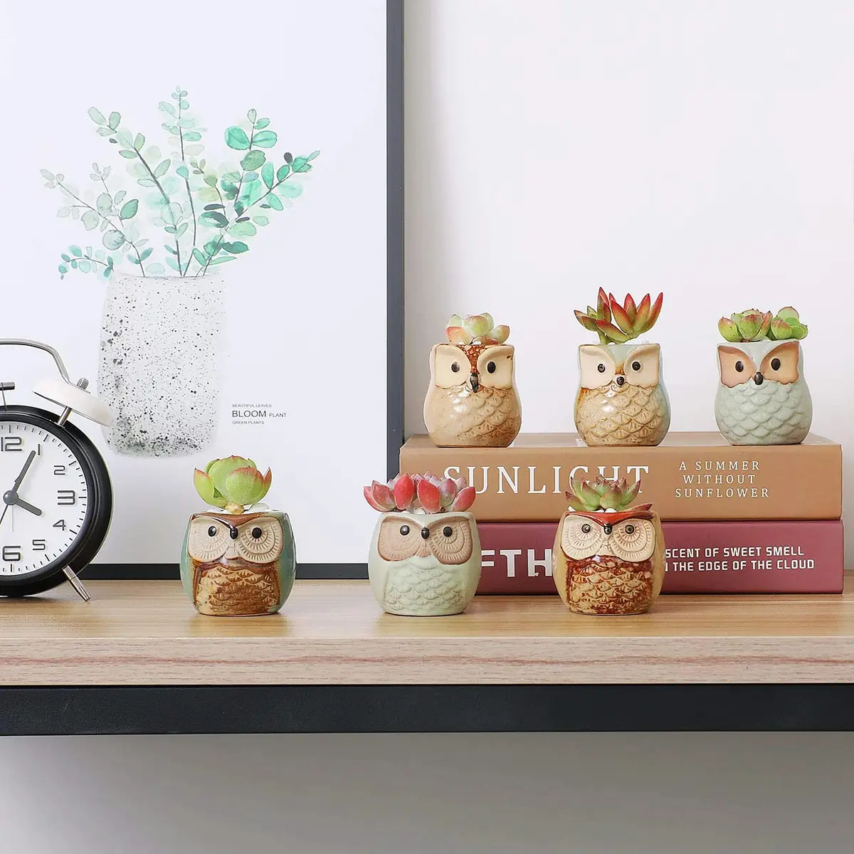 T4U Owl Succulent Pots, Mini Ceramic Planter, 12-Pack | Whimsical Owl Face Decor for Indoor Plants - view 9