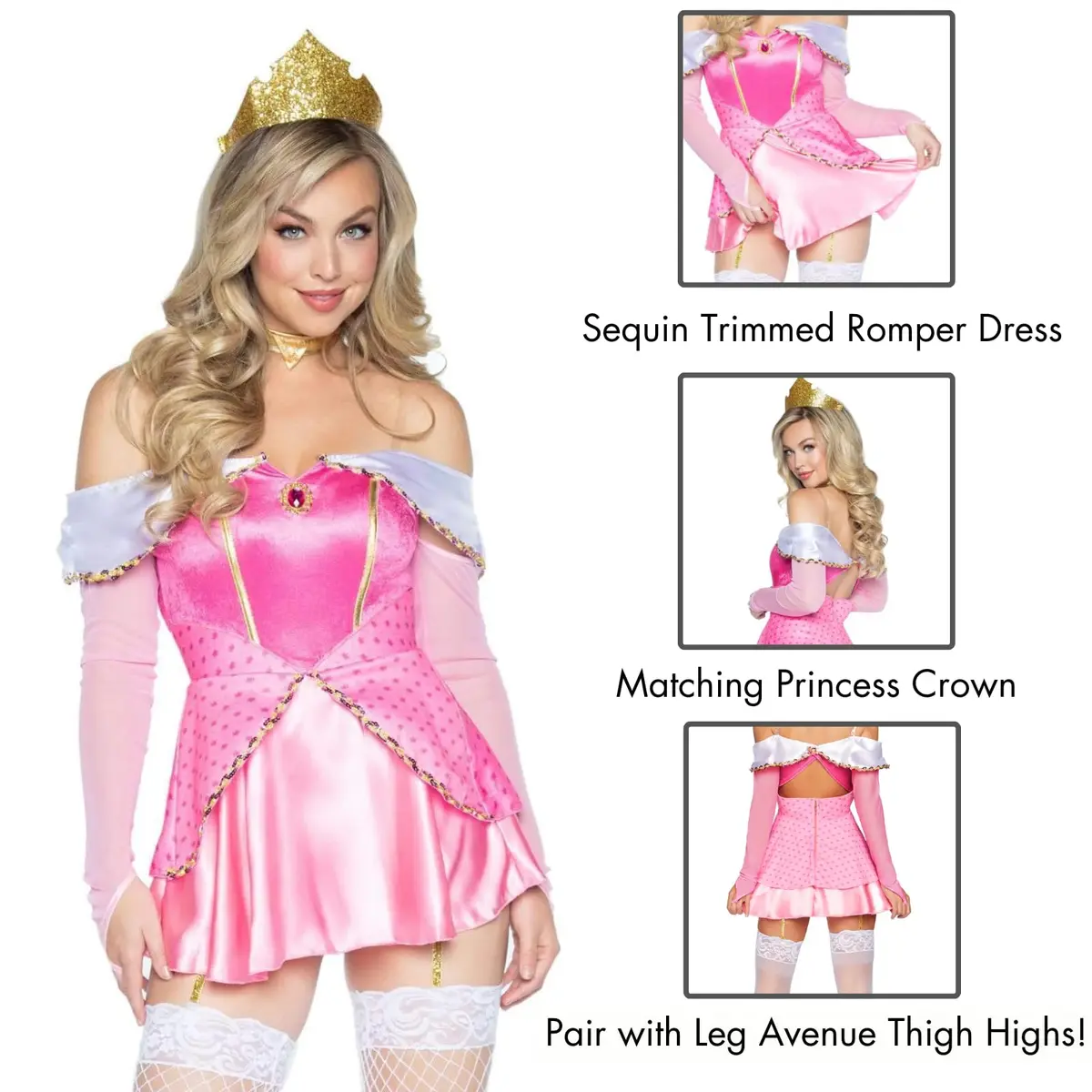 Leg Avenue Womens Costume Outfit Pink X-Small | Flirty Princess Halloween Dress - view 2